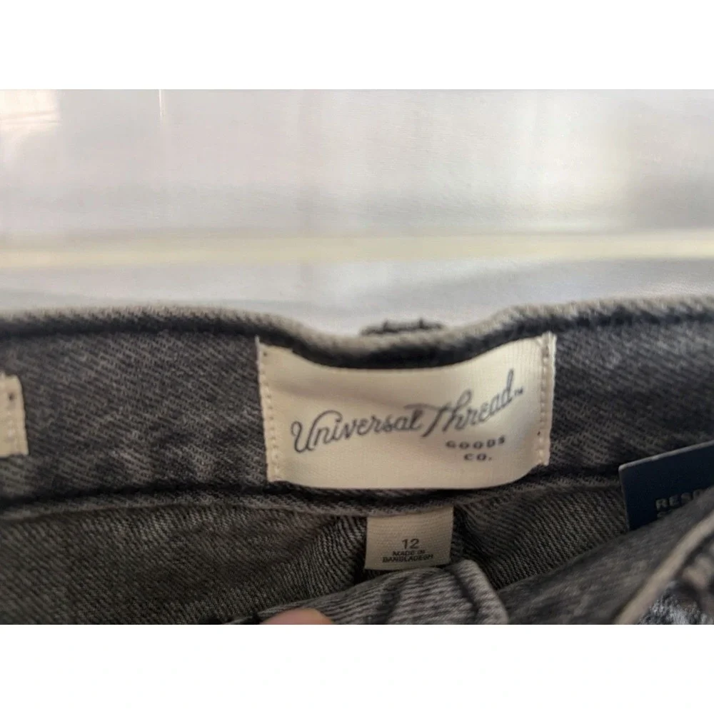 Universal Thread‎ Womens Sz 12 High Rise Mini Shorts Charcoal Gray Cutoff Button